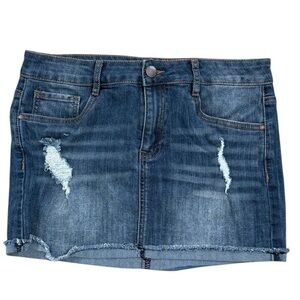 Dollhouse Distressed Denim Jean Mini Skirt
